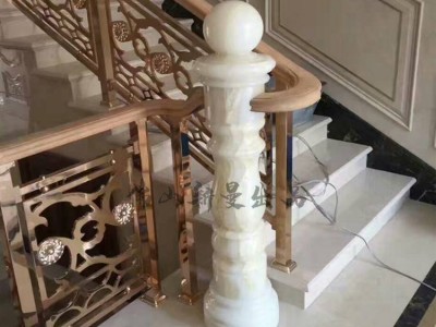 全铜艺镀金楼梯护栏图1