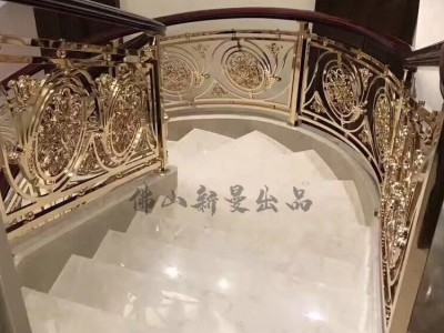 全铜艺镀金楼梯护栏图2