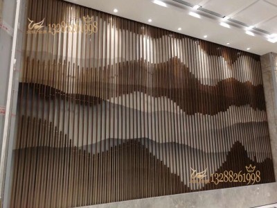 售楼部工程古铜不锈钢焊接屏风 高端定制图2