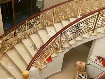 金黄色铝艺楼梯围栏图2