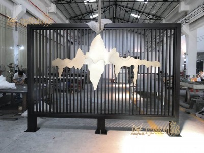 工程装饰不锈钢焊接屏风各种表面工艺颜色处理_上千定制案例图2
