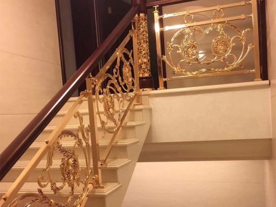 中式铜艺雕花楼梯护栏图3