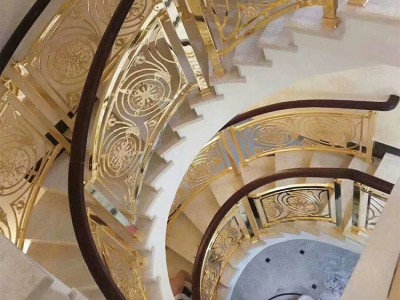 铜艺浮雕楼梯栏杆定做图3