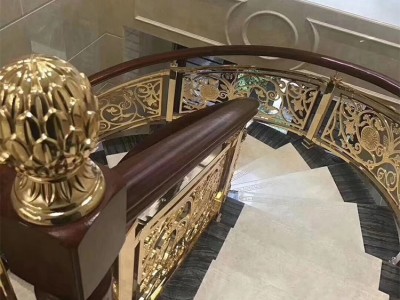 镂空欧式别墅铜艺浮雕楼梯护栏图2